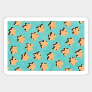 Wooden Meeples on Blue | Board Game Night Sticker